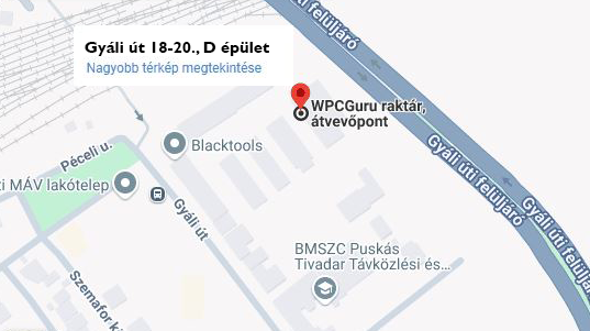 WPC raktár, üzlet, átvevőpont